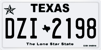 TX license plate DZI2198