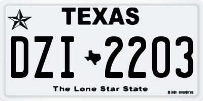 TX license plate DZI2203