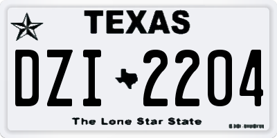 TX license plate DZI2204