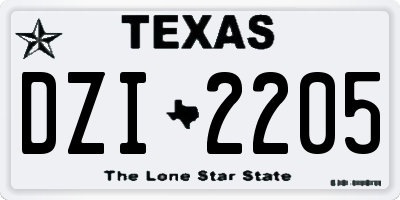 TX license plate DZI2205