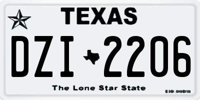 TX license plate DZI2206