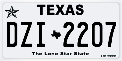 TX license plate DZI2207