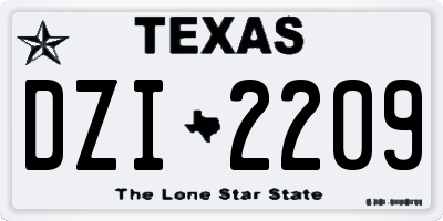 TX license plate DZI2209