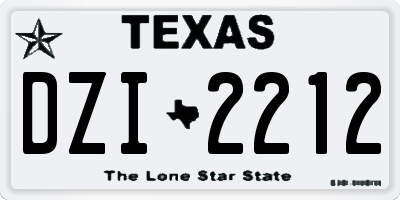 TX license plate DZI2212