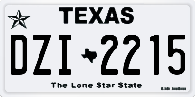 TX license plate DZI2215