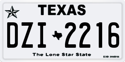 TX license plate DZI2216