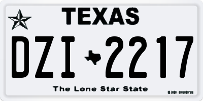 TX license plate DZI2217