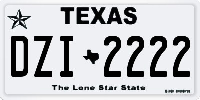 TX license plate DZI2222