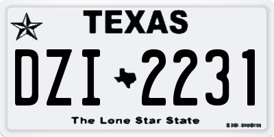 TX license plate DZI2231