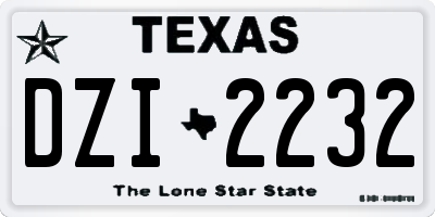 TX license plate DZI2232