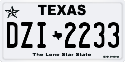 TX license plate DZI2233