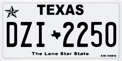 TX license plate DZI2250