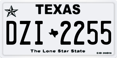 TX license plate DZI2255