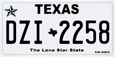 TX license plate DZI2258