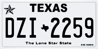 TX license plate DZI2259