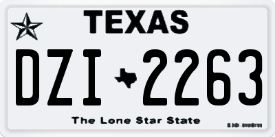 TX license plate DZI2263