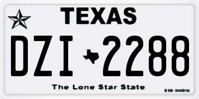 TX license plate DZI2288