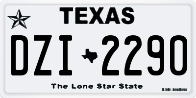 TX license plate DZI2290
