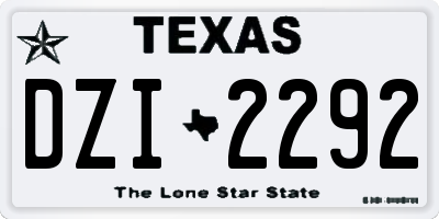 TX license plate DZI2292