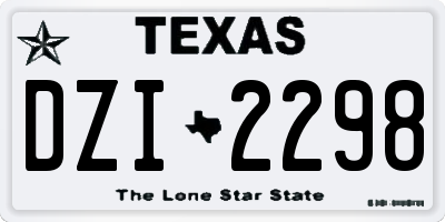 TX license plate DZI2298