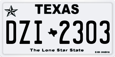 TX license plate DZI2303