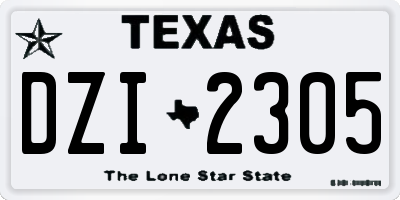 TX license plate DZI2305