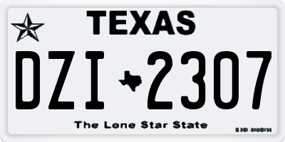 TX license plate DZI2307