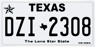 TX license plate DZI2308