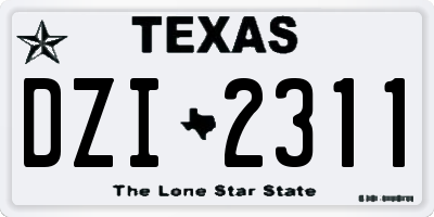 TX license plate DZI2311
