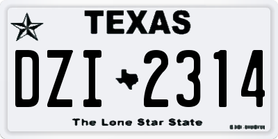 TX license plate DZI2314