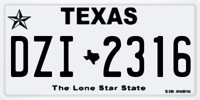 TX license plate DZI2316
