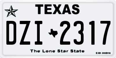TX license plate DZI2317