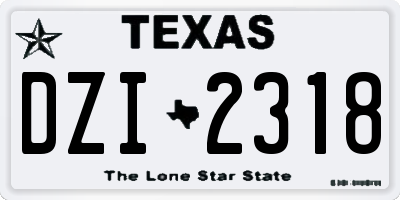 TX license plate DZI2318