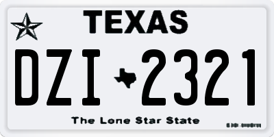 TX license plate DZI2321