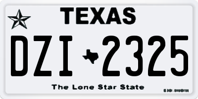 TX license plate DZI2325