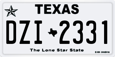 TX license plate DZI2331