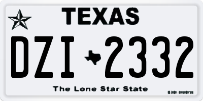 TX license plate DZI2332