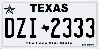 TX license plate DZI2333