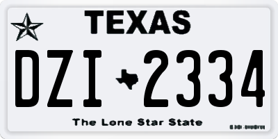 TX license plate DZI2334