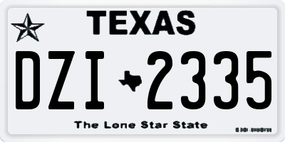TX license plate DZI2335