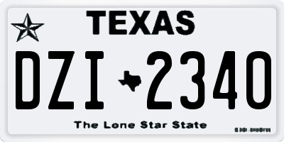 TX license plate DZI2340