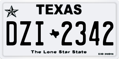 TX license plate DZI2342