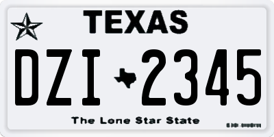 TX license plate DZI2345