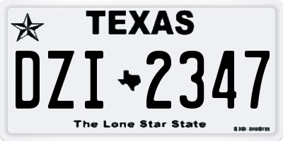 TX license plate DZI2347