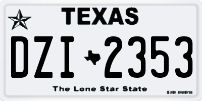 TX license plate DZI2353