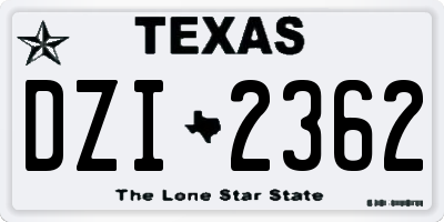 TX license plate DZI2362