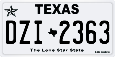 TX license plate DZI2363