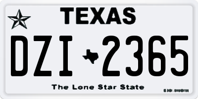 TX license plate DZI2365