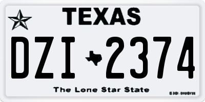 TX license plate DZI2374