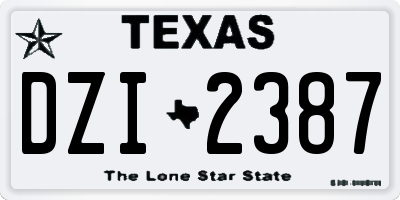 TX license plate DZI2387